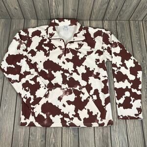 Myra Bag Women Cow Print 1/4 Sweater Brown White Farm Designer Cotton S5610